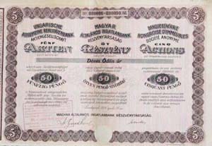 Magyar Általános Ingatlanbank Részvénytársaság részvény 5x50 250 pengő 1926